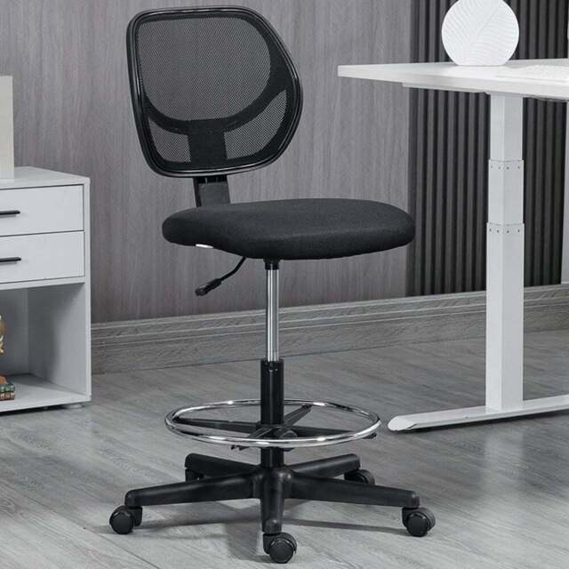 Portland Black Mesh Swivel Standing Desk Office Chair - Size: 59 x 61 x 113cm - Wilko - image 1