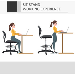 Portland Black Mesh Swivel Standing Desk Office Chair - Size: 59 x 61 x 113cm - Wilko - thumbnail 6