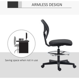 Portland Black Mesh Swivel Standing Desk Office Chair - Size: 59 x 61 x 113cm - Wilko - thumbnail 5