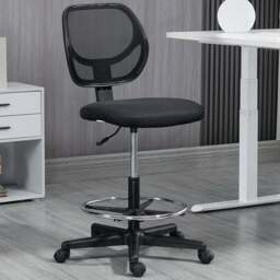 Portland Black Mesh Swivel Standing Desk Office Chair - Size: 59 x 61 x 113cm - Wilko