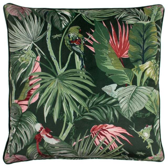 Paoletti Amazon Creatures Jade Tropical Cushion - Size: 50 x 50cm - Green - Wilko - image 1
