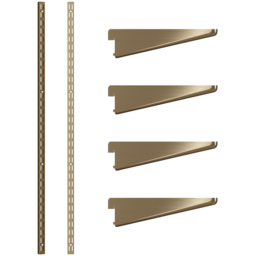 Rothley Antique Brass Twin Slot Shelving Kit 12.5 inch Brackets and 48 inch Uprights - Size: 135 x 7 x 11cm - Gold - Wilko