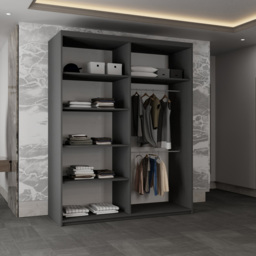 Sliding Wardrobes 4U Moon 2 Door Grey Mirrored Wardrobe 150cm - Wilko - thumbnail 4