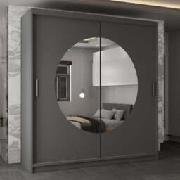 Sliding Wardrobes 4U Moon 2 Door Grey Mirrored Wardrobe 150cm - Wilko - thumbnail 1