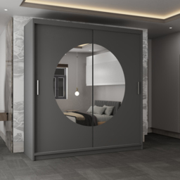 Sliding Wardrobes 4U Moon 2 Door Grey Mirrored Wardrobe 150cm - Wilko - thumbnail 5