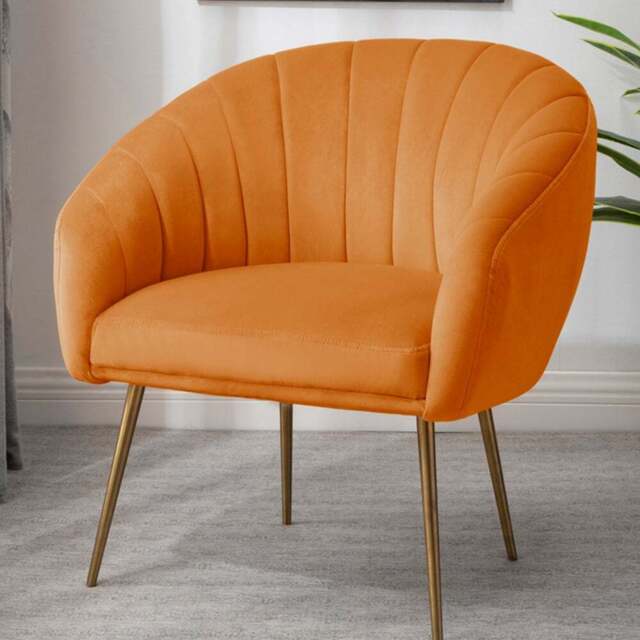 Artemis Home Helena Orange Velvet Accent Chair - Size: Single - Wilko - image 1