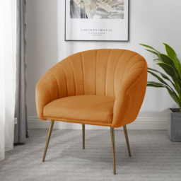 Artemis Home Helena Orange Velvet Accent Chair - Size: Single - Wilko - thumbnail 4