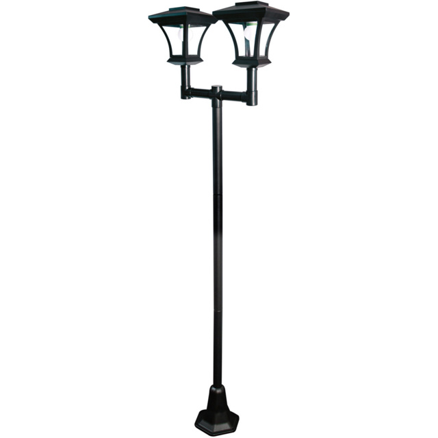 GardenKraft Bright White LED Victorian Twin Head Solar Lamp Post - Size: 26 x 22 x 49cm - Multi - Wilko - image 1
