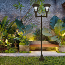 GardenKraft Bright White LED Victorian Twin Head Solar Lamp Post - Size: 26 x 22 x 49cm - Multi - Wilko - thumbnail 3