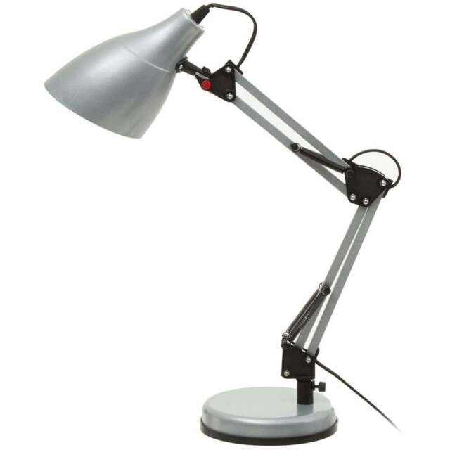 Premier Housewares Finley Silver Desk Lamp - Size: 16 x 18 x 47cm - Wilko - image 1