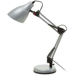 Premier Housewares Finley Silver Desk Lamp - Size: 16 x 18 x 47cm - Wilko