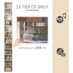 Portland 12 Tier Media Shelf Unit - Size: 12 Shelf - Brown - Wilko - thumbnail 5