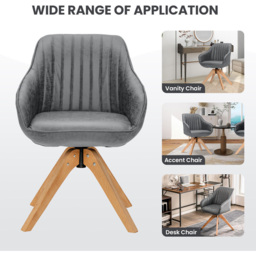 Costway Grey Swivel Accent Chair with Solid Wood Legs Set of 2 - Size: Single - Wilko - thumbnail 5