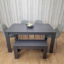 Kosy Koala 6 Seater Faux Leather Gem Pattern Dining Bench Set Grey - Multi - Portland - Wilko - thumbnail 3