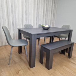 Kosy Koala 6 Seater Faux Leather Gem Pattern Dining Bench Set Grey - Multi - Portland - Wilko - thumbnail 4