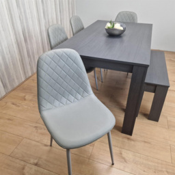 Kosy Koala 6 Seater Faux Leather Gem Pattern Dining Bench Set Grey - Multi - Portland - Wilko - thumbnail 5
