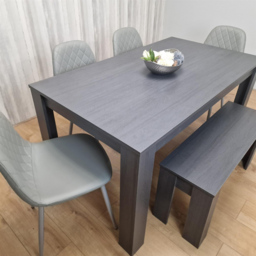 Kosy Koala 6 Seater Faux Leather Gem Pattern Dining Bench Set Grey - Multi - Portland - Wilko - thumbnail 6