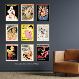 Artery8 Vintage French Adverts Folies Bergere Cabaret Music Hall Wall Art Print 30 x 41cm 9 Pack - Size: 40.5 x 30.5 x 0.3cm - Multi - Wilko - thumbnail 3
