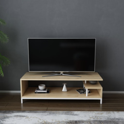 Decorotika Reilly 2 Shelf White and Sapphire Oak TV Unit - Size: 38 x 120 x 45cm - Multi - Wilko - thumbnail 6