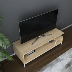 Decorotika Reilly 2 Shelf White and Sapphire Oak TV Unit - Size: 38 x 120 x 45cm - Multi - Wilko - thumbnail 5