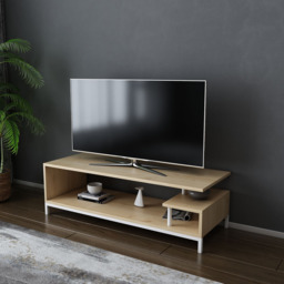 Decorotika Reilly 2 Shelf White and Sapphire Oak TV Unit - Size: 38 x 120 x 45cm - Multi - Wilko - thumbnail 4