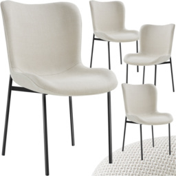 tectake Tessa Set of 4 Off White and Black Woven Fabric Padded Dining Chair - Wilko - thumbnail 3