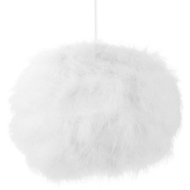 Happy Homewares White Real Feather Decorated Pendant Shade Small - Size: 20 x 25 x 25cm - Wilko - image 1