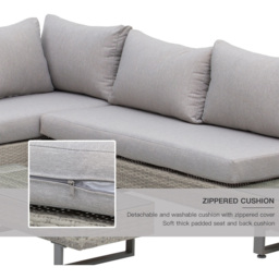 Outsunny 5 Seater Grey Rattan Garden Corner Lounge Set - Wilko - thumbnail 6
