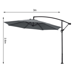 Living and Home Dark Grey Garden Cantilever Parasol with Round Base 3m - Wilko - thumbnail 7