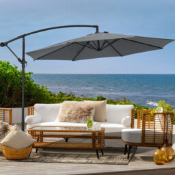 Living and Home Dark Grey Garden Cantilever Parasol with Round Base 3m - Wilko - thumbnail 3