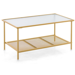 Costway Single Shelf Golden Tempered Glass Top Coffee Table - Size: 120 x 56 x 9cm - Wilko - thumbnail 4