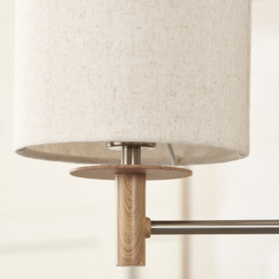 Pacific Lifestyle Bonham 3 Light White Fabric Shade Natural Wood and Silver Metal Pendant Light - Size: 53 x 39 x 39cm - Wilko - thumbnail 5