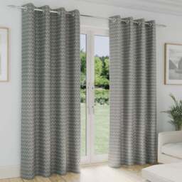 Enhanced Living Aspen Grey Leaf Pattern Thermal Eyelet Curtains 229 x 183cm - Wilko - thumbnail 1