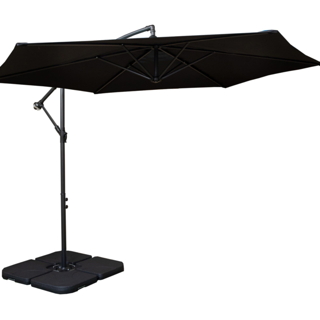 Samuel Alexander Black Cantilever Banana Garden Parasol with Base Weight 3m - Wilko - image 1