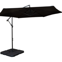 Samuel Alexander Black Cantilever Banana Garden Parasol with Base Weight 3m - Wilko - thumbnail 1