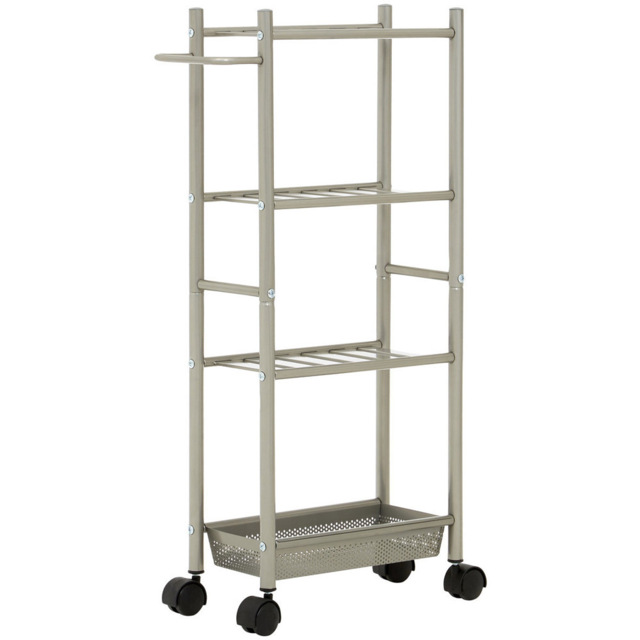 Dara 4-Tier Nickel Trolley with Basket - Size: 4 Tier - Silver - Premier Housewares - Wilko - image 1