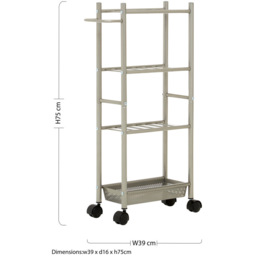 Dara 4-Tier Nickel Trolley with Basket - Size: 4 Tier - Silver - Premier Housewares - Wilko - thumbnail 5