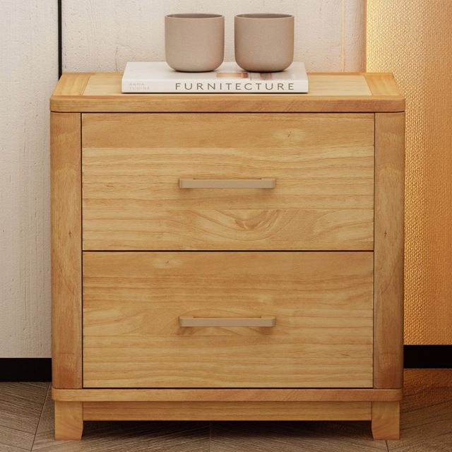 Grotti 2 Drawer Waxed Bedside Table - Brown - Wilko - image 1