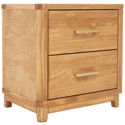 Grotti 2 Drawer Waxed Bedside Table - Brown - Wilko - thumbnail 3
