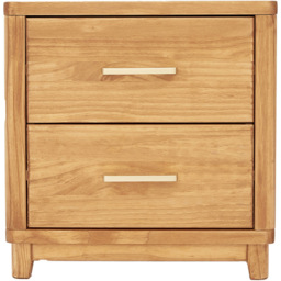 Grotti 2 Drawer Waxed Bedside Table - Brown - Wilko - thumbnail 4