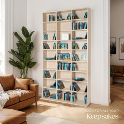 tectake Christel 27 Shelf Beech CD Shelf - Size: 180 x 23.5 x 102cm - Brown - Wilko - thumbnail 4