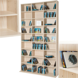 tectake Christel 27 Shelf Beech CD Shelf - Size: 180 x 23.5 x 102cm - Brown - Wilko - thumbnail 3