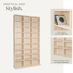 tectake Christel 27 Shelf Beech CD Shelf - Size: 180 x 23.5 x 102cm - Brown - Wilko - thumbnail 7