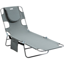 Outsunny Grey 5 Position Sun Lounger - Size: 72 x 11 x 57cm - Wilko - thumbnail 3