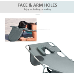 Outsunny Grey 5 Position Sun Lounger - Size: 72 x 11 x 57cm - Wilko - thumbnail 6