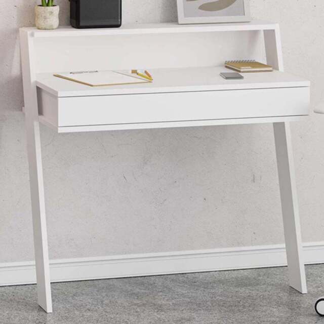 FWStyle Cowork Single Drawer Single Shelf White Wall Mounted Desk - Size: 91 x 94 x 50cm - Wilko - image 1