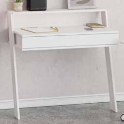 FWStyle Cowork Single Drawer Single Shelf White Wall Mounted Desk - Size: 91 x 94 x 50cm - Wilko