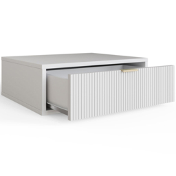 GFW Sienna Single Drawer White Ribbed Wall Mounted Bedside Table - Wilko - thumbnail 4