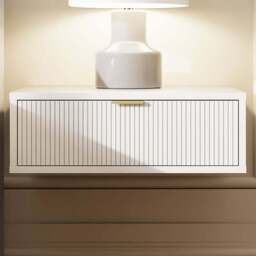 GFW Sienna Single Drawer White Ribbed Wall Mounted Bedside Table - Wilko - thumbnail 1