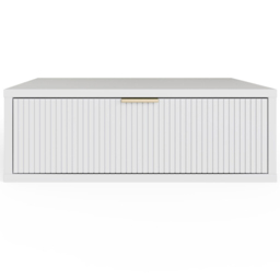GFW Sienna Single Drawer White Ribbed Wall Mounted Bedside Table - Wilko - thumbnail 5
